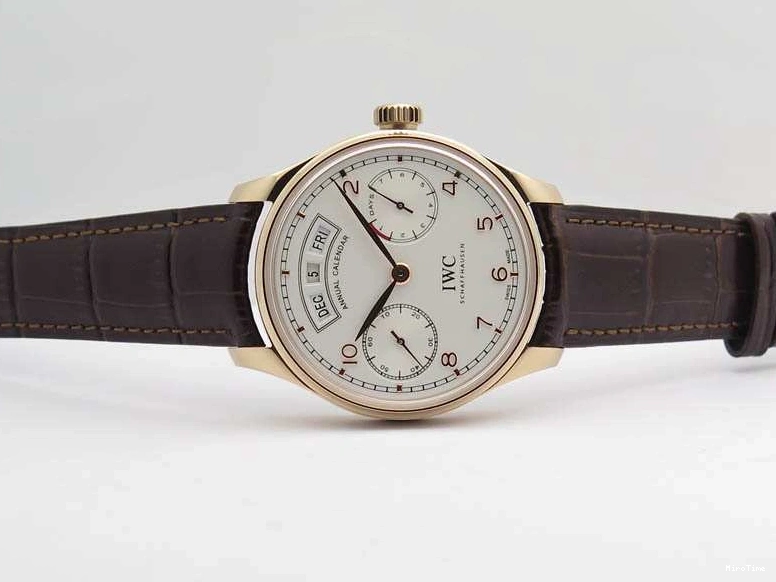 MIROTIME 0817 Portuguese Real PR Real Annual Calendar RG IW503504 YLF 1:1 Best Edition White Dial On Leather Strap A TimelessDesign 7242
